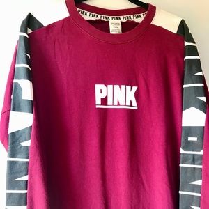 PINK VARSITY SWEATSHIRT SIDE-ZIP IN BURGUNDY